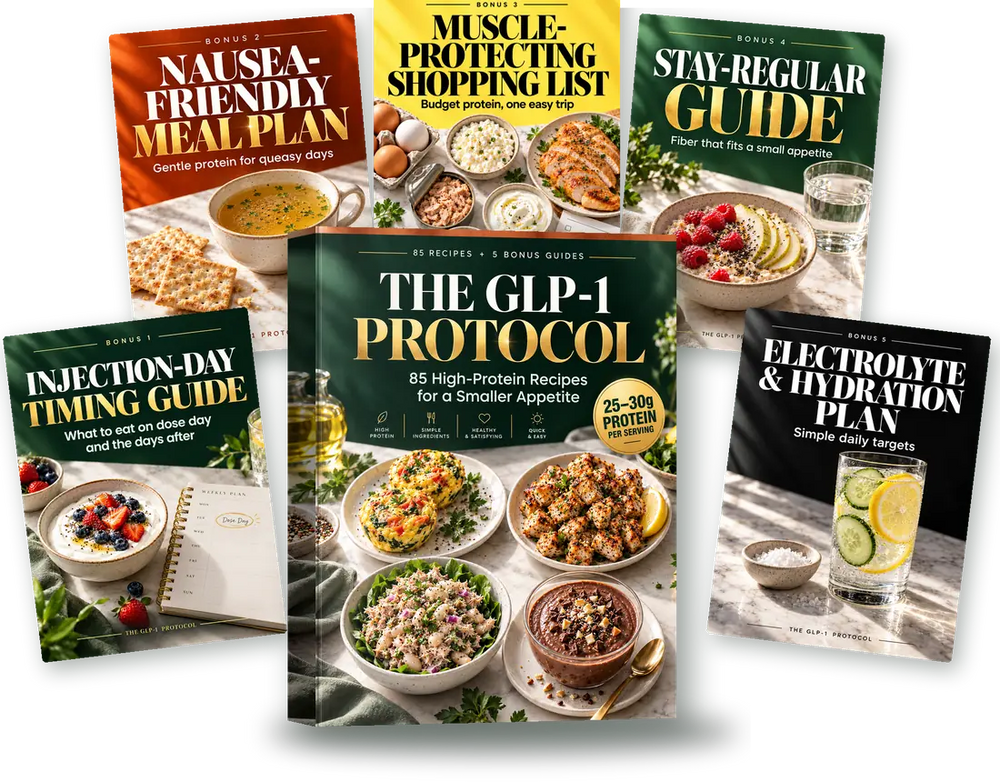 The GLP-1 Protocol main guide and 5 bonus guides